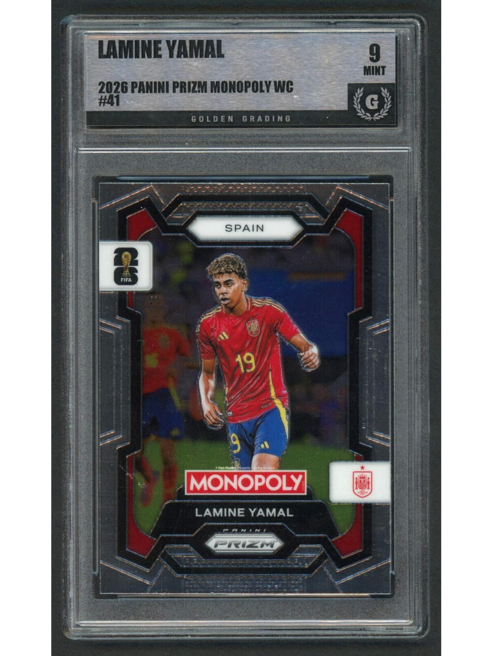 2026 Panini Prizm Monopoly FIFA World Cup #41 Lamine Yamal Spain Graded Mint 9